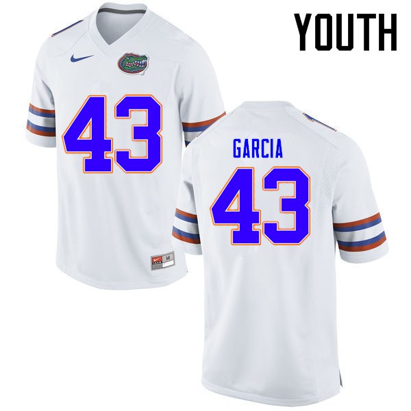 Florida Gators Youth #43 Cristian Garcia College Football Jerseys White